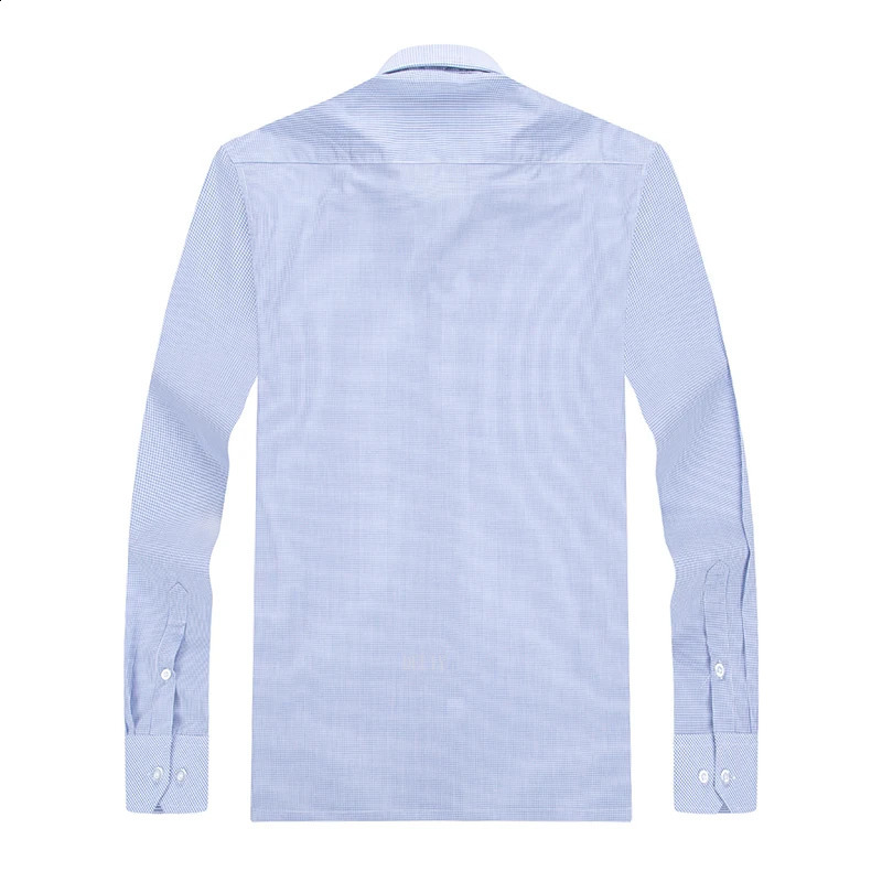 Mens 100% pure Cotton Long Sleeve Print/striped Basic Dress Shirts Single Patch Pocket Business Standard-fit Office Shirt 240822