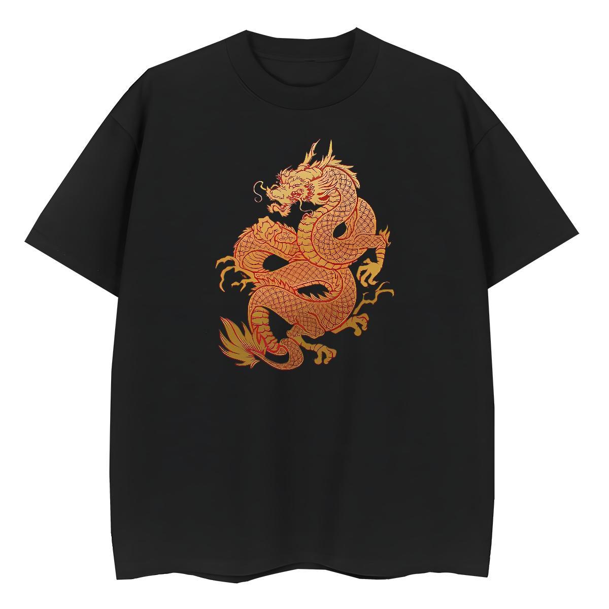 Brand Tshirt for Man Woman Home Outdoor 230g Pure Cotton Custom Printing Breathable Golden Dragon T Shirt For Man New Arrival Tshirts
