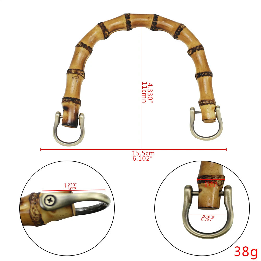 2pcs Bamboo Bag Handle Classic Texture Delicate Creative Handbag DIY Tote Purse Replacement Accessories Making Bag 240821