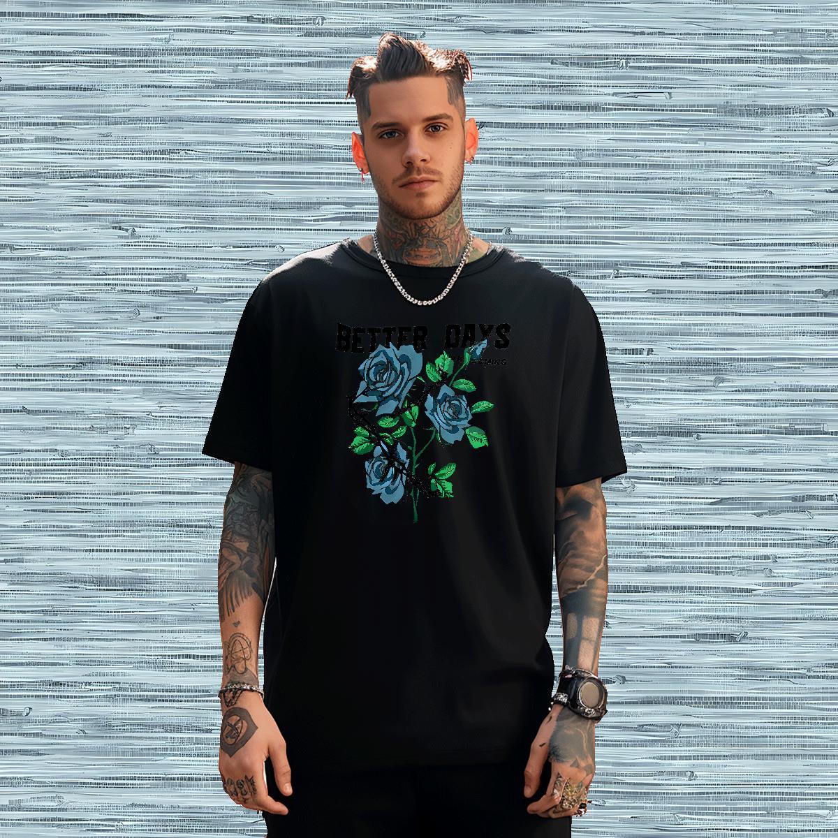 Comfortable flower Mens T Shirts Daily Outfit Tshirt for Man Woman 230g 100% Cotton New Arrival Breathable Soft DIY Logo Oversized Tshirts