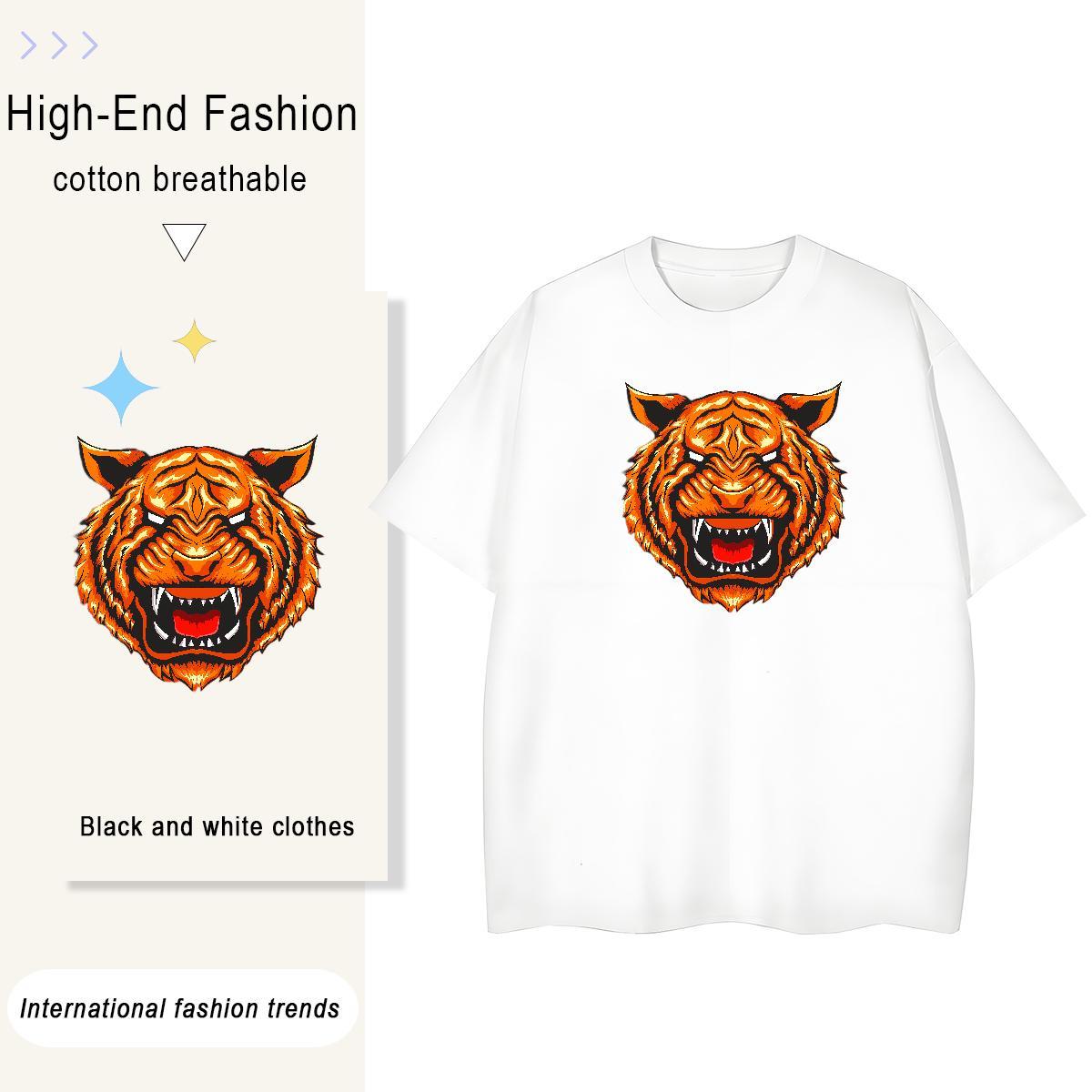 New Arrival Women T Shirts 230g Cotton Breathable Crew Neck Sports Street Wear tiger Women Tshirts Brand Anime Clothings