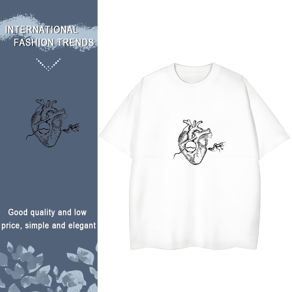 Fashion New Womens T Shirts 230g 100% Cotton Breathable Short Sleeve Street skull Tshirt for Man Woman Lady Custom Print Oversized Polos