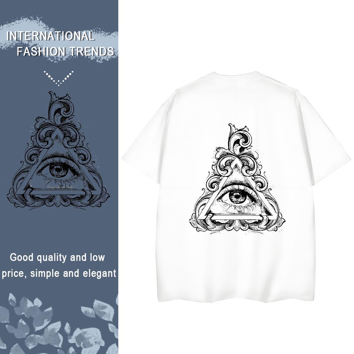 2024 DIY T Shirt For Woman 100% Cotton 230g Crew Neck Breathable Daily Wear eye of the devil Womens Tshirts Loose fit Custom Print Plus Size Clothings