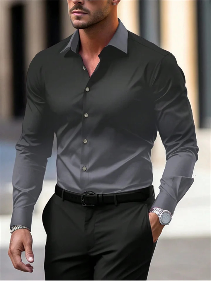 Spring and Autumn Mens Suit Lapel Fashion Shirt Pink Long Sleeve High Quality Fashion Casual Soft and Comfortable Mens Shirt 240822