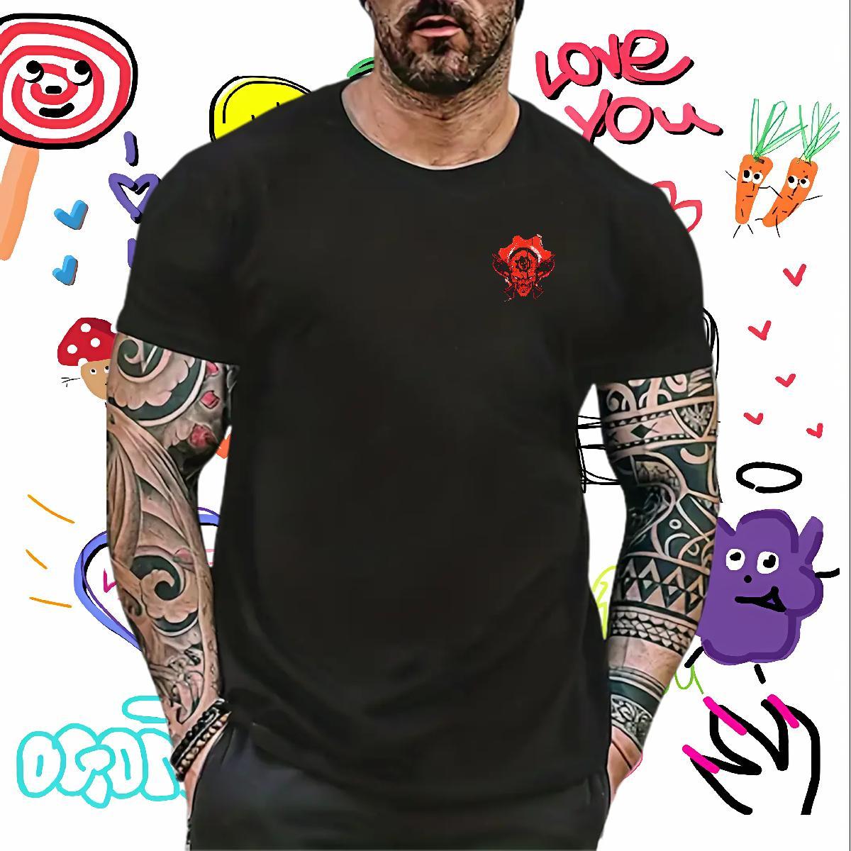 2024 Home Outdoor Mens Tshirts gun Breathable Crew Neck 100% Cotton 230g T Shirts Men Loose Fit Custom Cartoon Wear