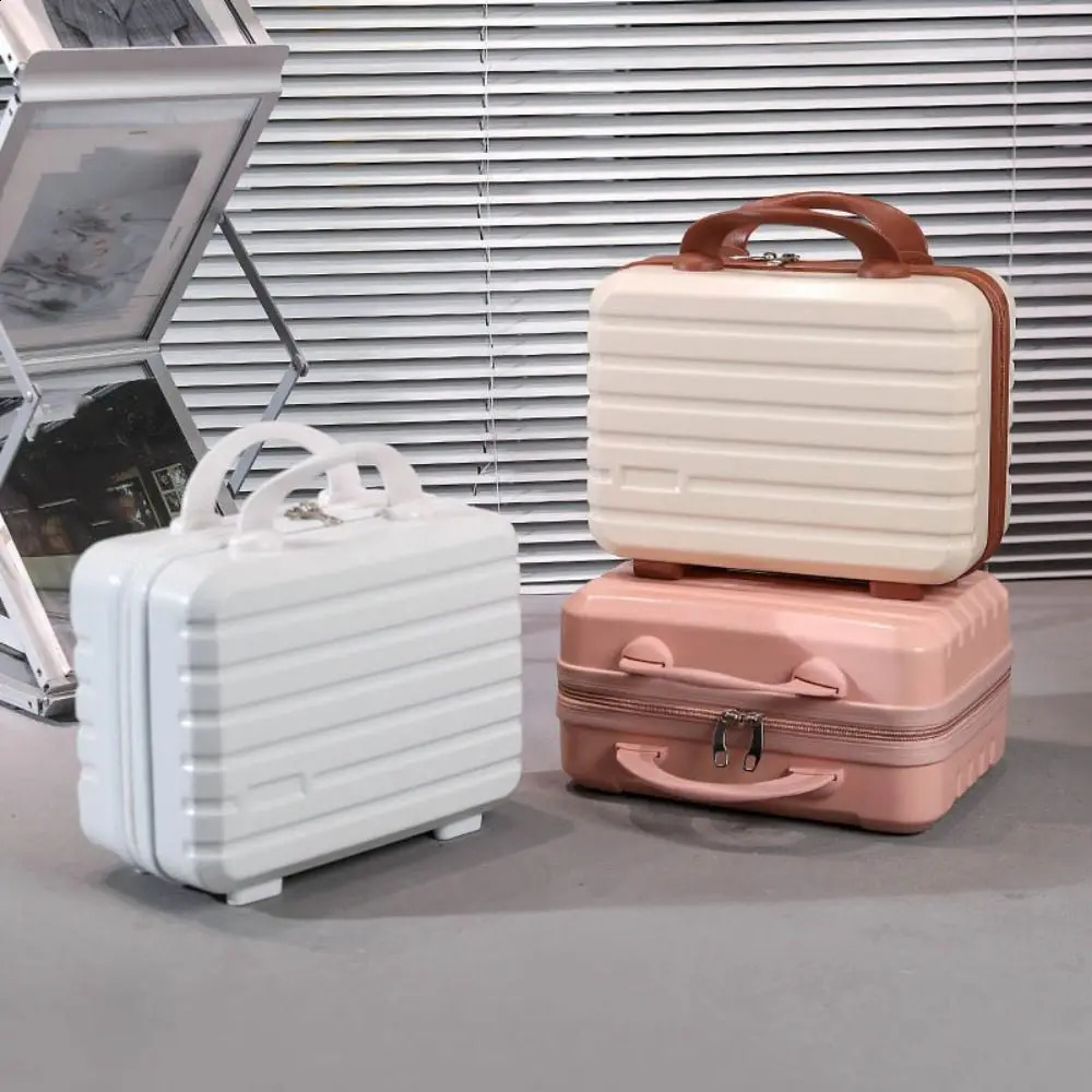 Lightweight Mini Travel Suitcase Cosmetic Box Waterproof Hand Luggage Organizer Makeup Case Portable Small Boarding Case 14 inch 240821