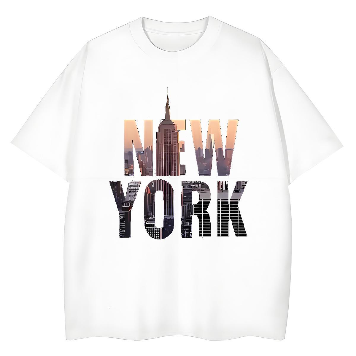 Loose Tshirt for Man Woman Street Wear 100% Cotton 230g DIY Logo Oversized O-Neck Short Sleeve New York Men T Shirts Custom Tee Shirt