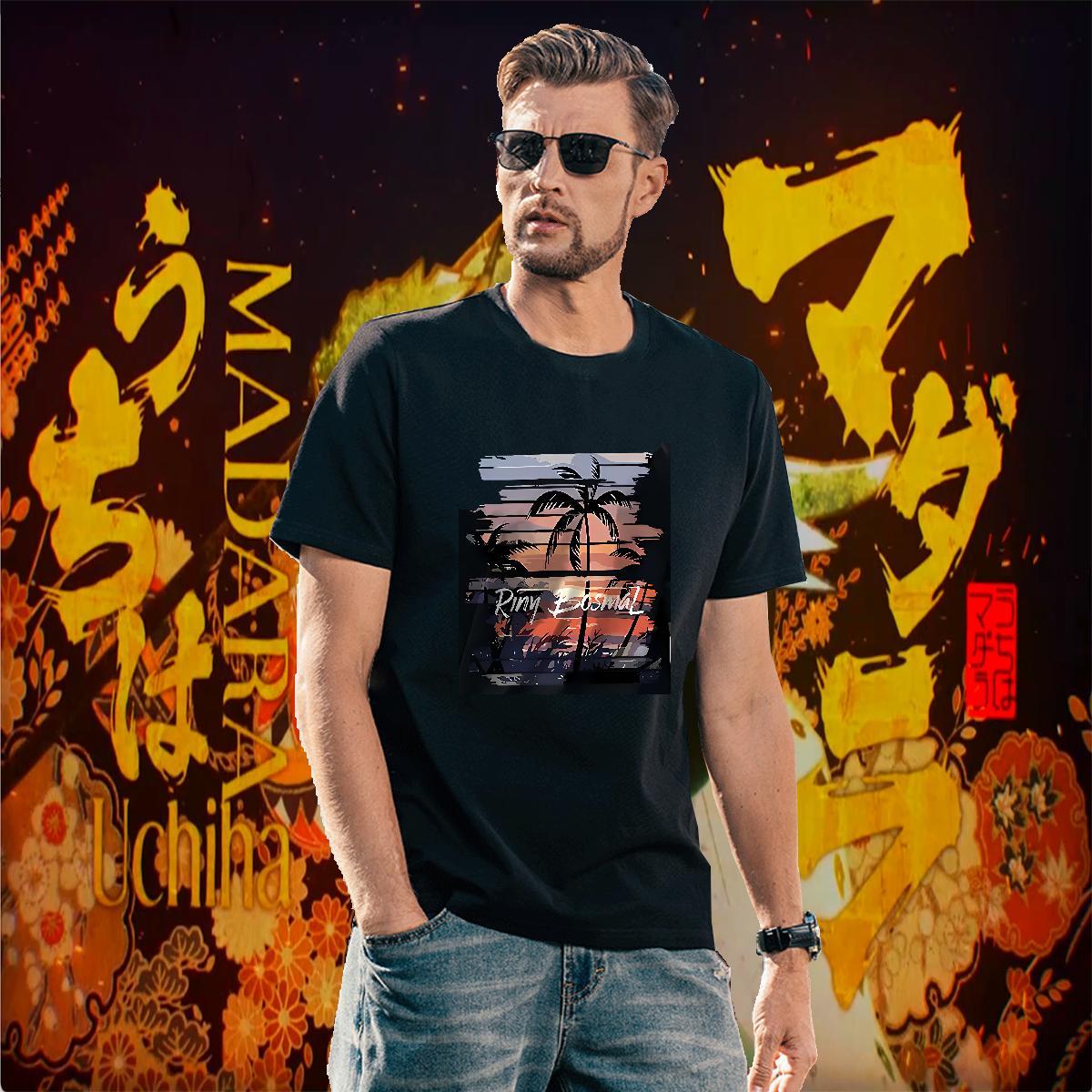 2024 Designer Anime Printing Street Men Tops Tees scenery Breathable Short Sleeve 230g 100% Cotton Men T Shirts Brand Plus Size Cartoon Top Tees
