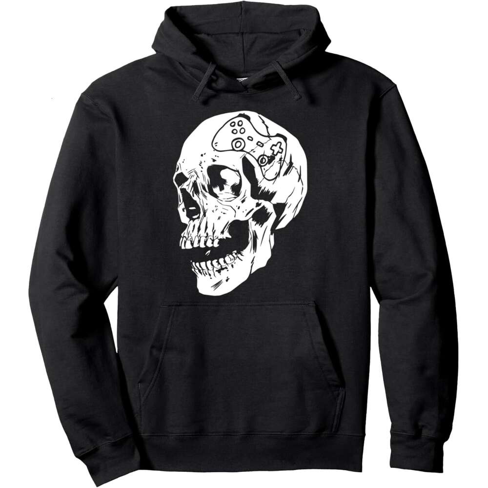 Halloween Hoodie for Mens Womens Funny Gaming Mind Controller Skull Gamer Pullover Hoodie Graphic Hoodies Sweatshirt Pullover Long Sleeve