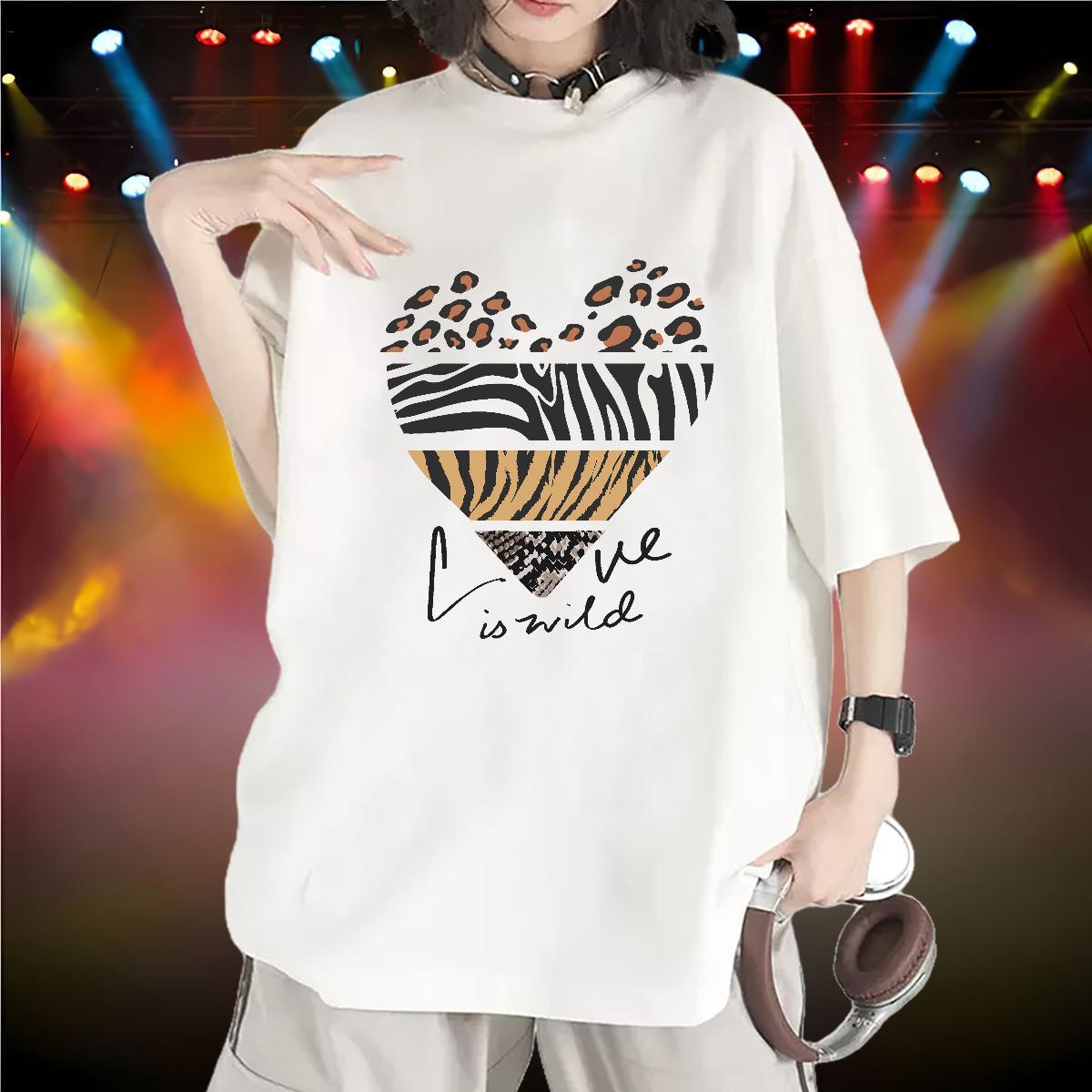 Designer Nice Tshirt for Man Woman 230g Pure Cotton heart Summer Casual T shirt Crew Neck Breathable Floral Print Clothes