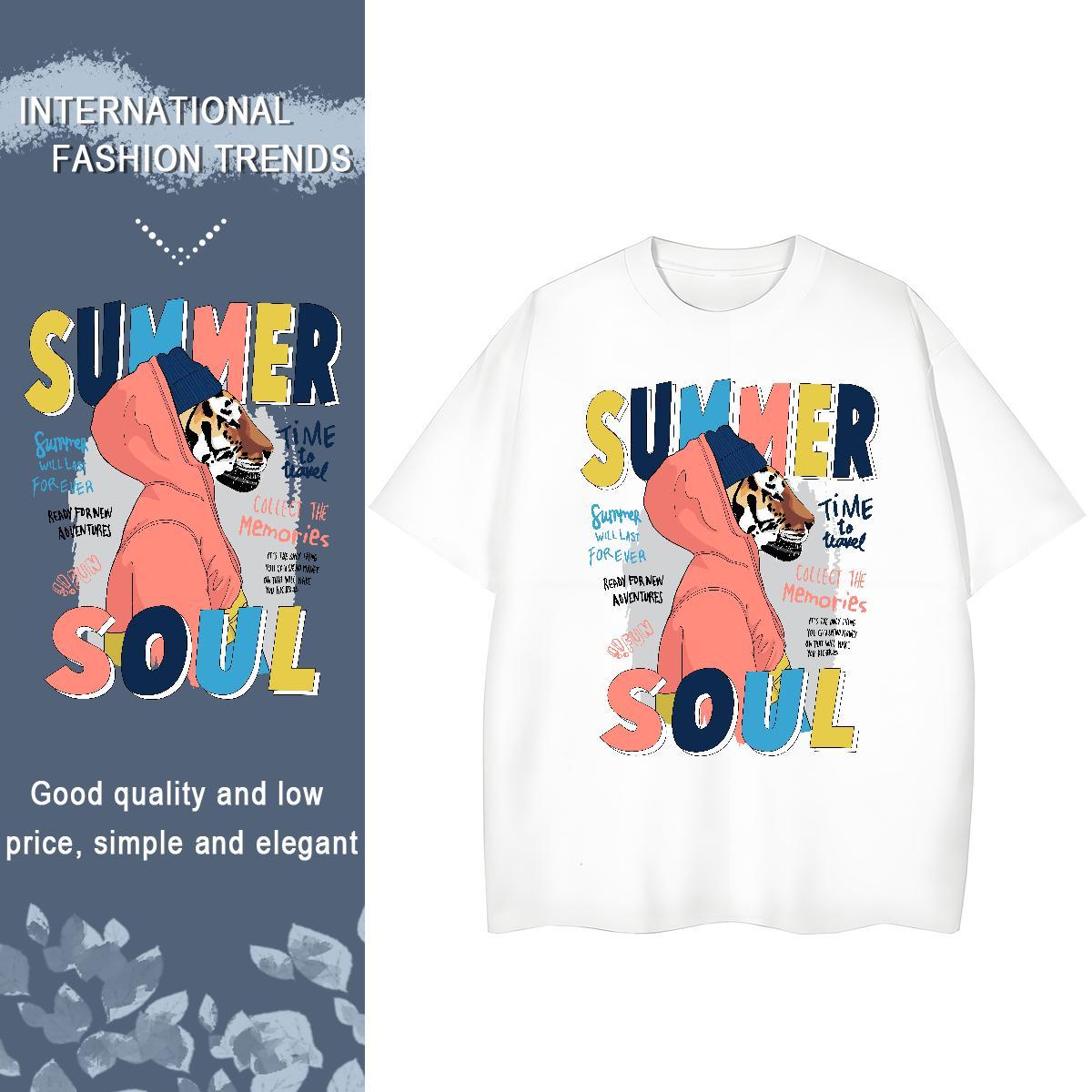 2024 DIY T-Shirts for Women Breathable 230g Cotton Women Tees Black White tiger Sports Casual Lady Clothes Shirt