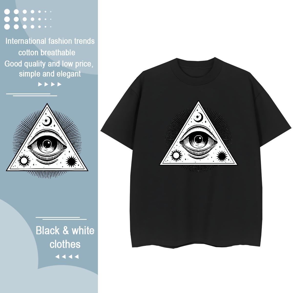 2024 Casual T-Shirts 100% Cotton 230g O Neck Short Sleeves Outdoor eye of the devil Tshirt for Man Woman Soft DIY Logo Top Shirts