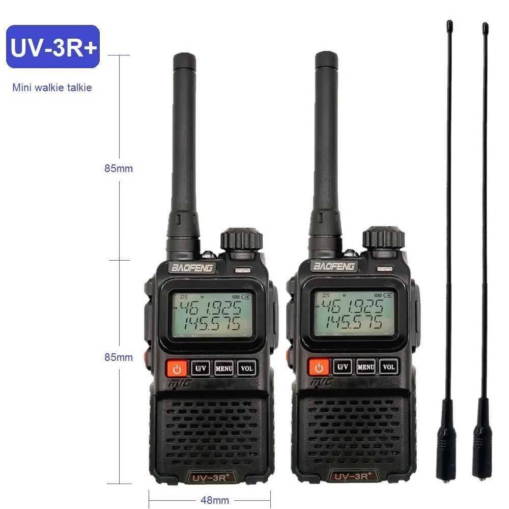 2PCS BAOFENG UV-3R PLUS Long Range Walkie Talkie Portable CB Radio Comunicador UHF VHF Ham Mini Radio Transmitter UV-3R+ Antenna M240821