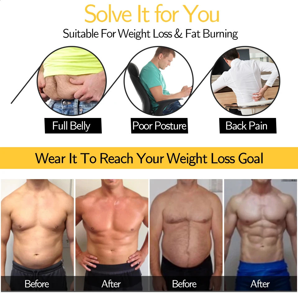 Men Body Shaper Waist Trainer Tank Tops Sweat Vest Sauna Suit Slimming Underwear Weight Loss Undershirt Workout Shapewear Shirts 240822