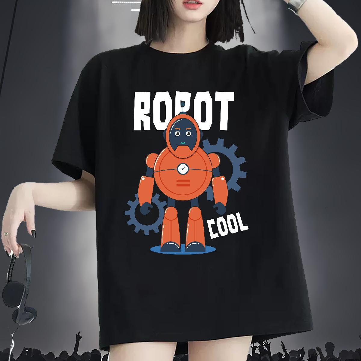 Stylist T shirt Breathable 230g Cotton Woman Tshirt Cartoon Anime ET Casual Sport Female Top Tees