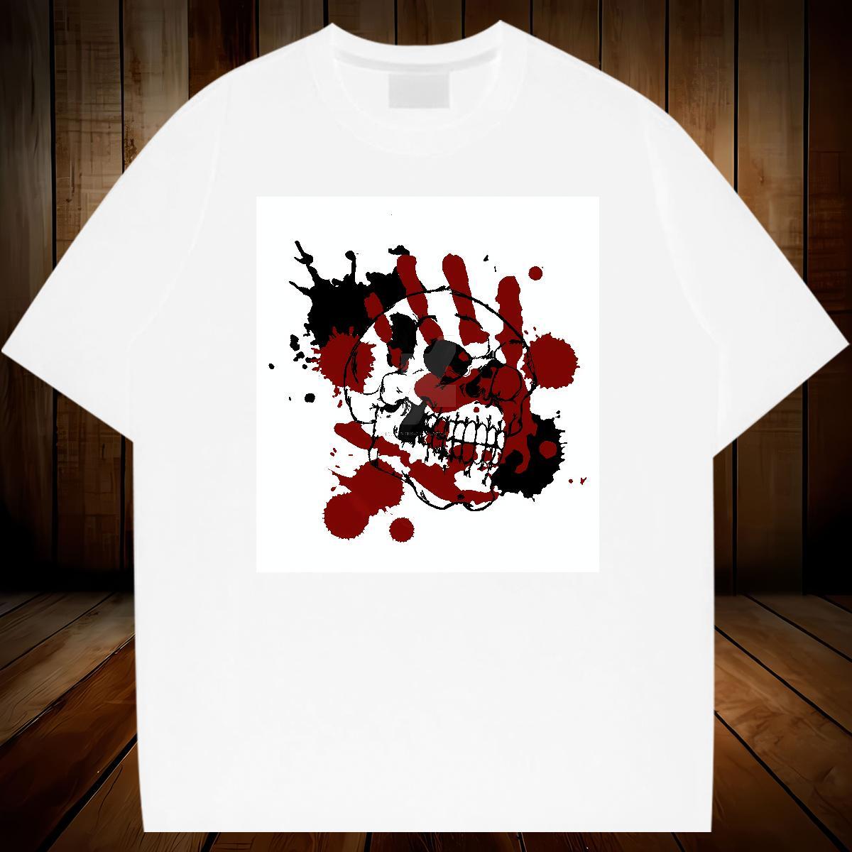 Custom Outdoor Men Tops Tees skull Crew Neck Breathable 230g Cotton Mens T Shirts Brand Custom Big Size Tees Shirts