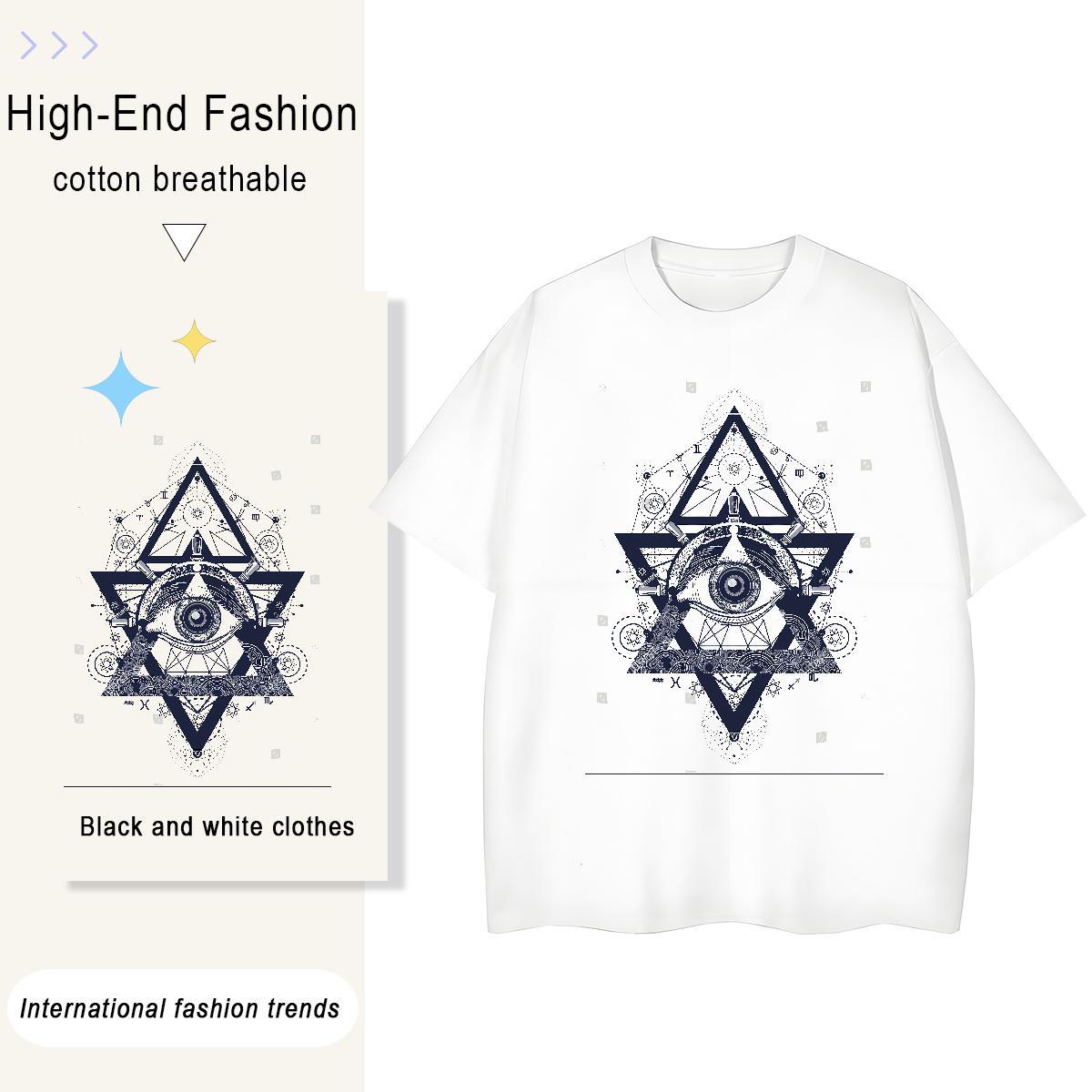 Classic Womens T Shirts 230g Cotton Short sleeve Soft Spring Summer eye of the devil Unisex Tshirts Designer Nice Plus Size Cartoon Tee Shirt