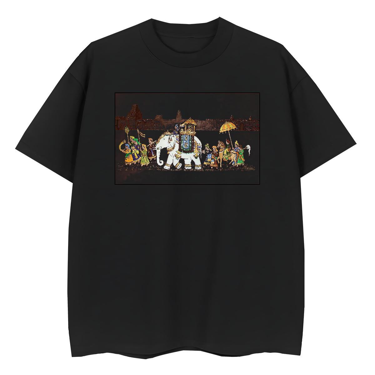 New T Shirts Women Breathable Crew Neck 230g Pure Cotton Women Tees Cartoon Printing L-4XL elephant Sports Street Wear Lady Tops