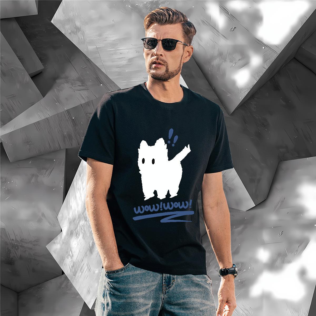Classic dog Mens T Shirts Street Wear Mens Tshirts 230g Pure Cotton 2024 New Breathable Crew Neck Customized Tops Tees
