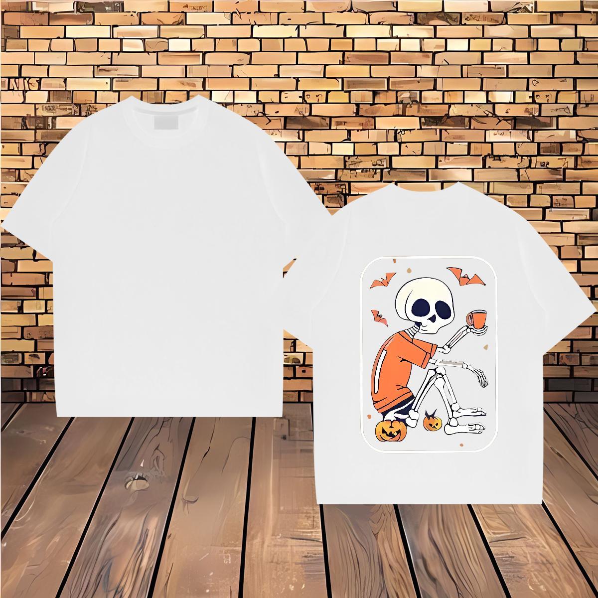 Popular Mens T Shirts 230g Pure Cotton pumpkin Hip Hop Oversized 3XL 4XL Short Sleeve O-Neck Couples T Shirts Custom Tops Tees