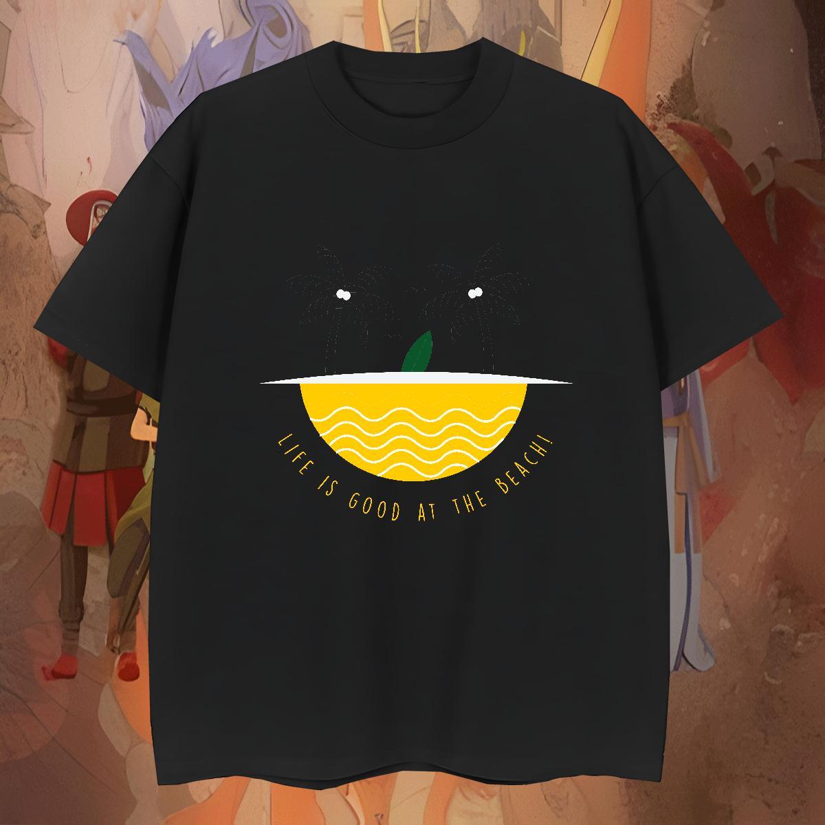 Soft Tshirts Casual Beach 100% Cotton 230g DIY Pure Cotton wave Man T Shirts New Designer Clothes