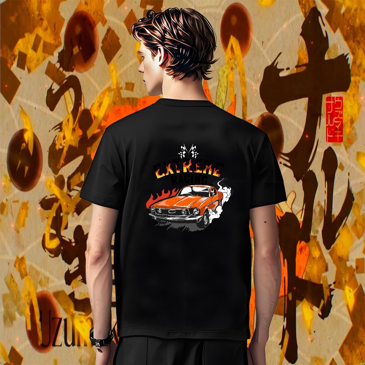 Unisex Men Tees Sports Casual 230g Pure Cotton Graphic Breathable car T Shirt For Man Fashion New Wear
