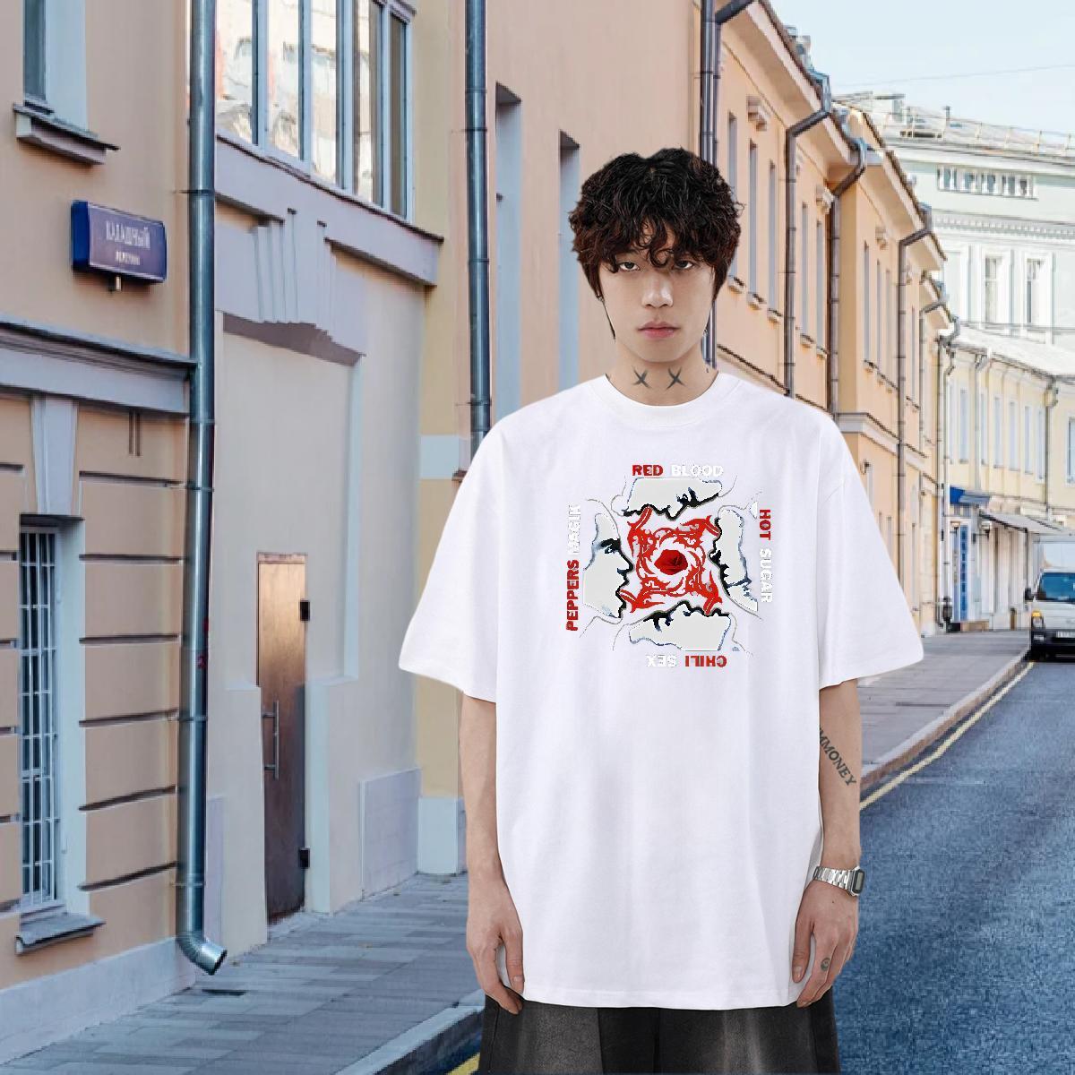 Stylist Street Casual Men Tops Tees scary Crew Neck Breathable 230g 100% Cotton T Shirt For Man TOP Quality DIY Clothes