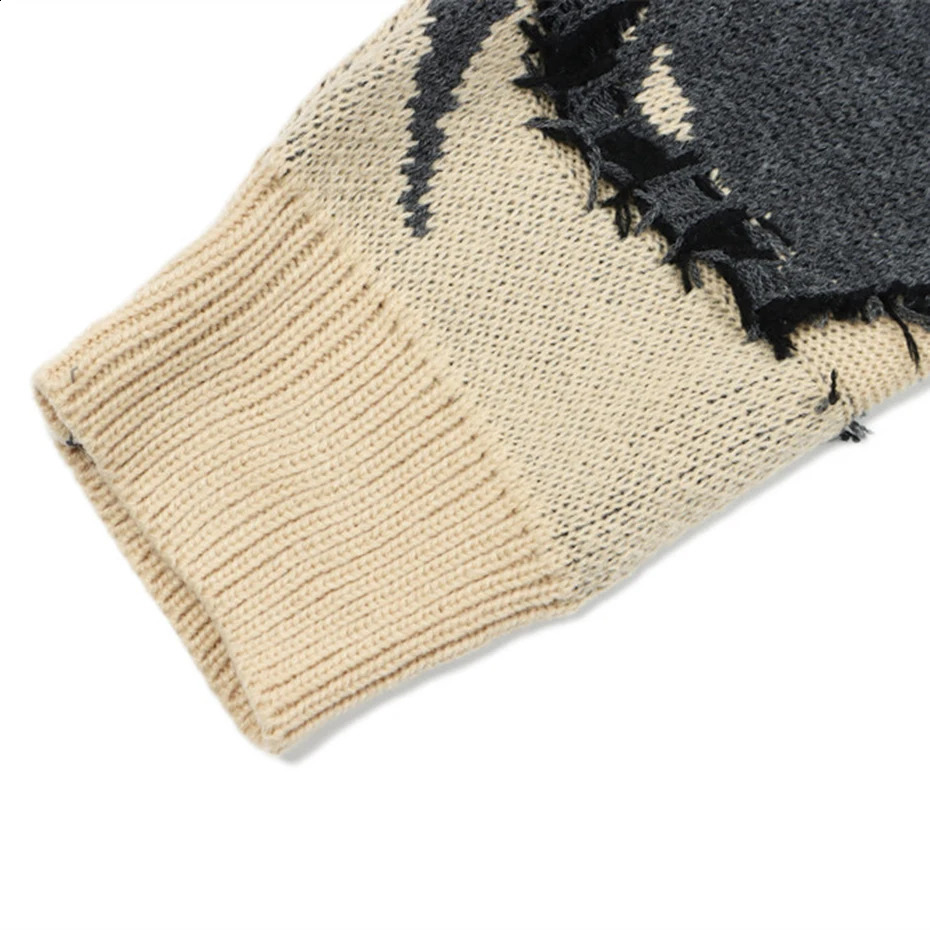 Punk knit sweater mens extreme ner oversized Harajuku streetwear autumn and winter hiphop pullover top 240821