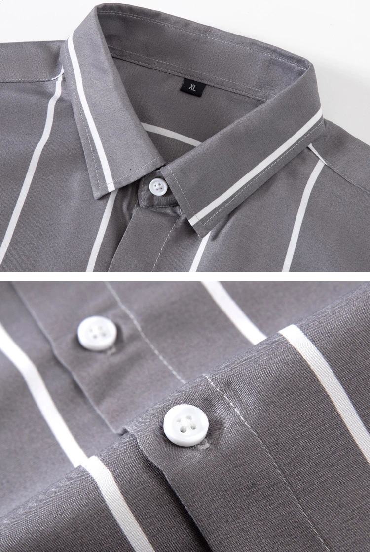 Fashion Mens Striped Shirt Business Casual Long Sleeve Shirt Korean Style Slim Mens Shirt 240822