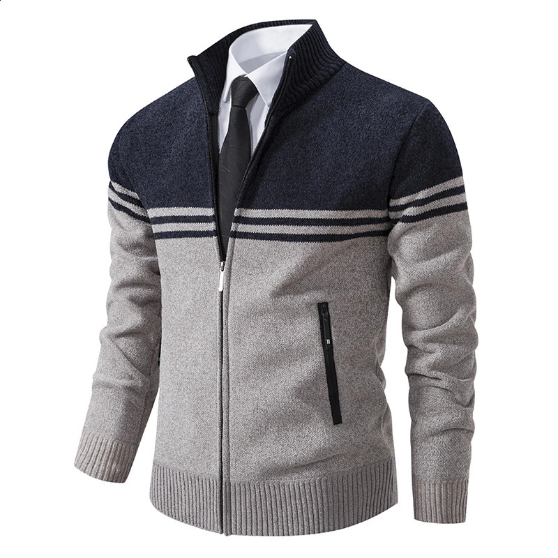 Mens winter sweater thick wool warm sweater casual stand up collar zipper cardigan 240822 ww
