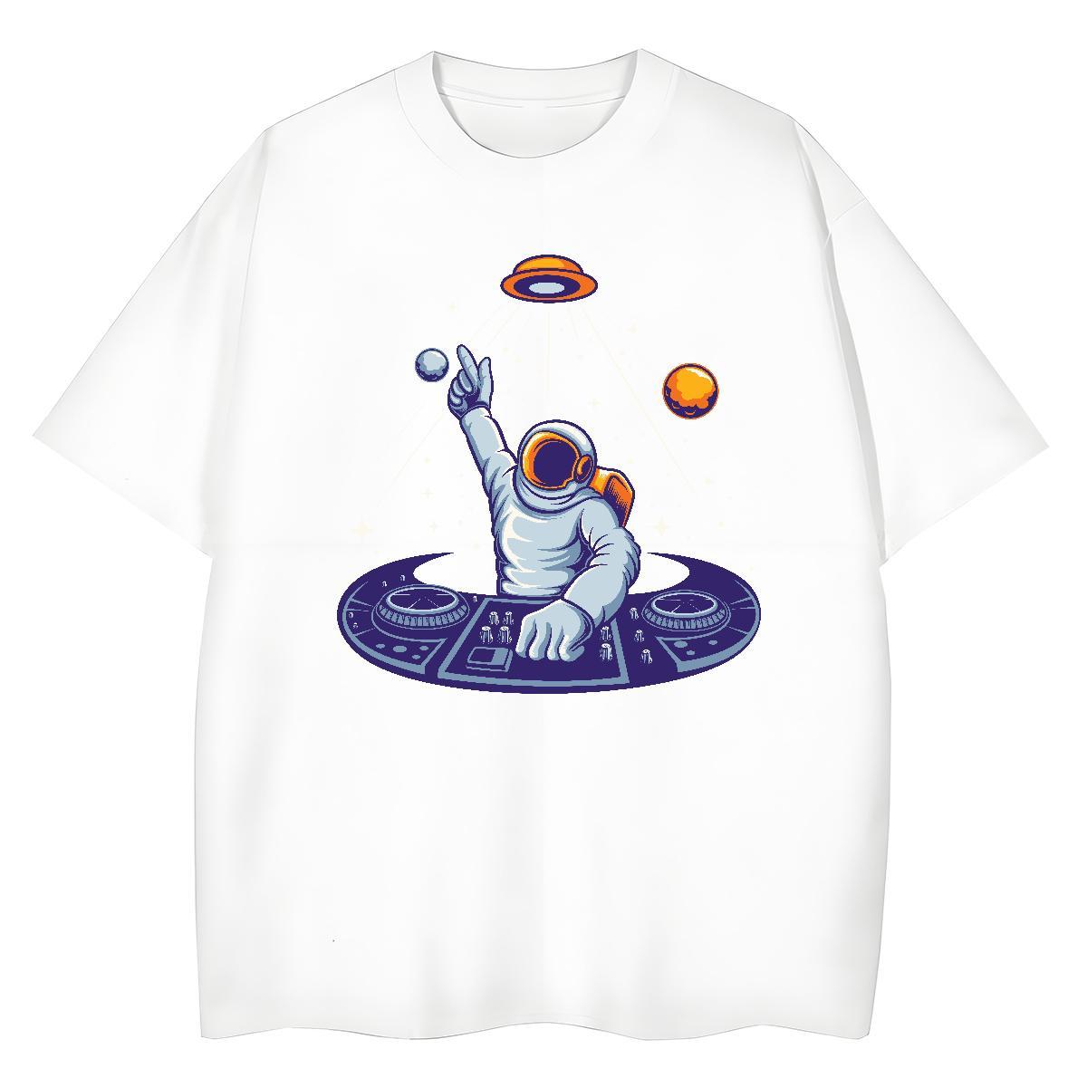Nice Womens Tshirts 100% Cotton 230g cosmonaut Beach T shirt Crew Neck Anime Oversized Top Shirts