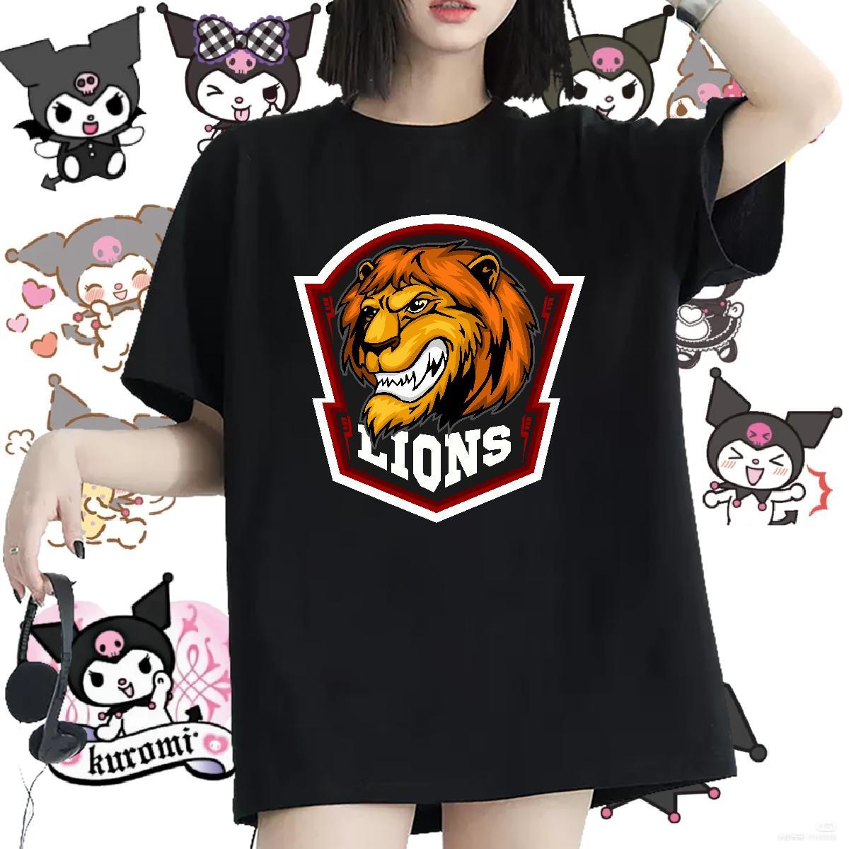 2024 Woman T Shirts Crew Neck Breathable 230g Pure Cotton Tshirt for Man Woman Oversized L-4XL lion Street Casual Lady Top Shirts