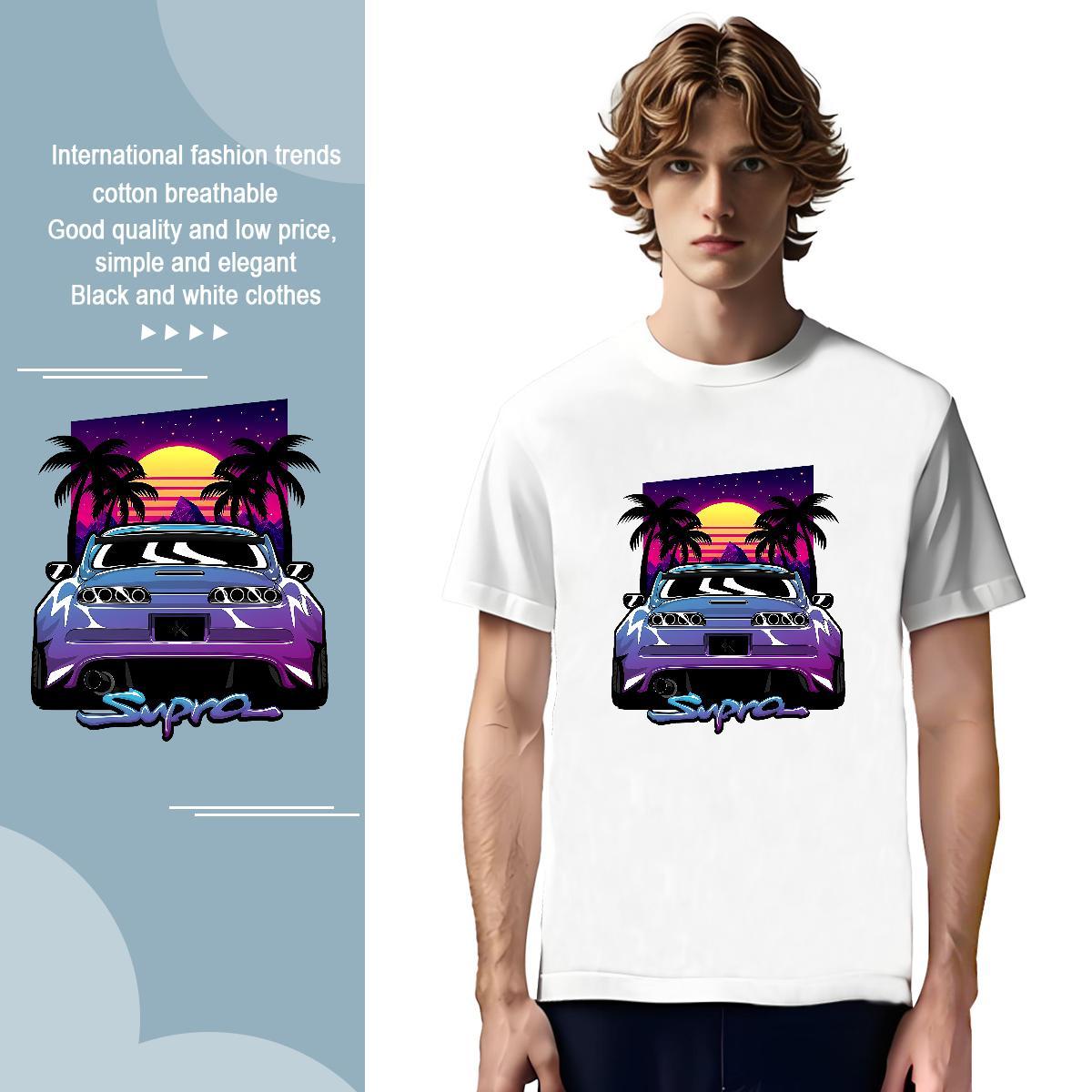 Wholesale car Man T Shirts Beach Men Clothes T-Shirt 230g 100% Cotton Factory Direct Pure Cotton Graphic Tees Shirts