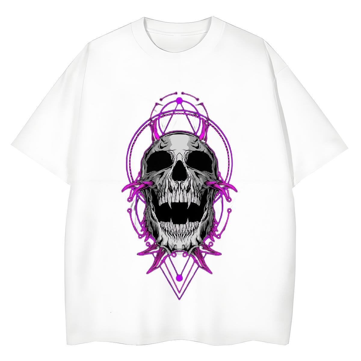 DIY T-Shirts 100% Cotton 230g Breathable Crew Neck Sports Street Wear skull Woman Tshirt Wholesale Plus Size Cartoon Tops