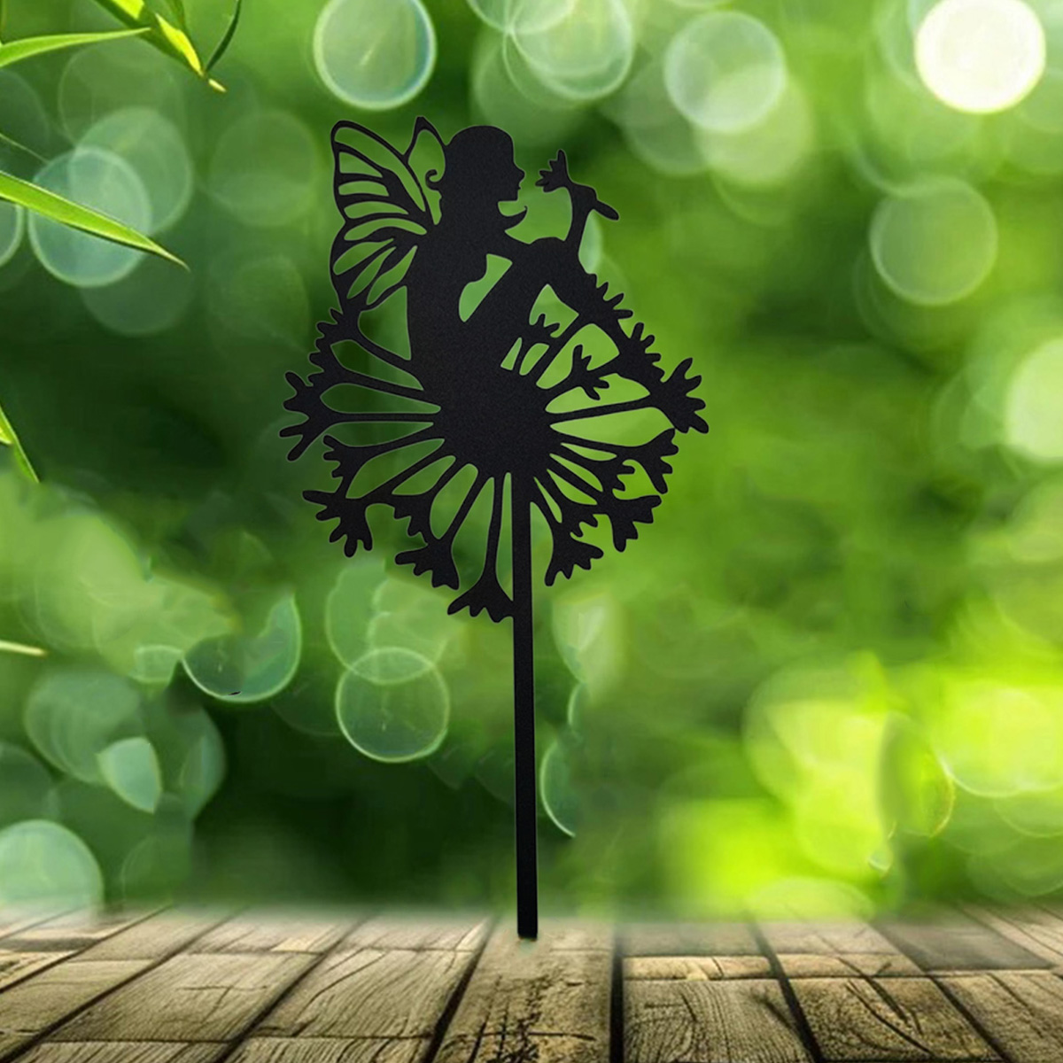 Fairy Garden Metal Stake Fairy Silhouette Fairy Statue Iron Crafts Decoration Yard Lawn Garden Outdoor Decoration Garden Ground Plugs