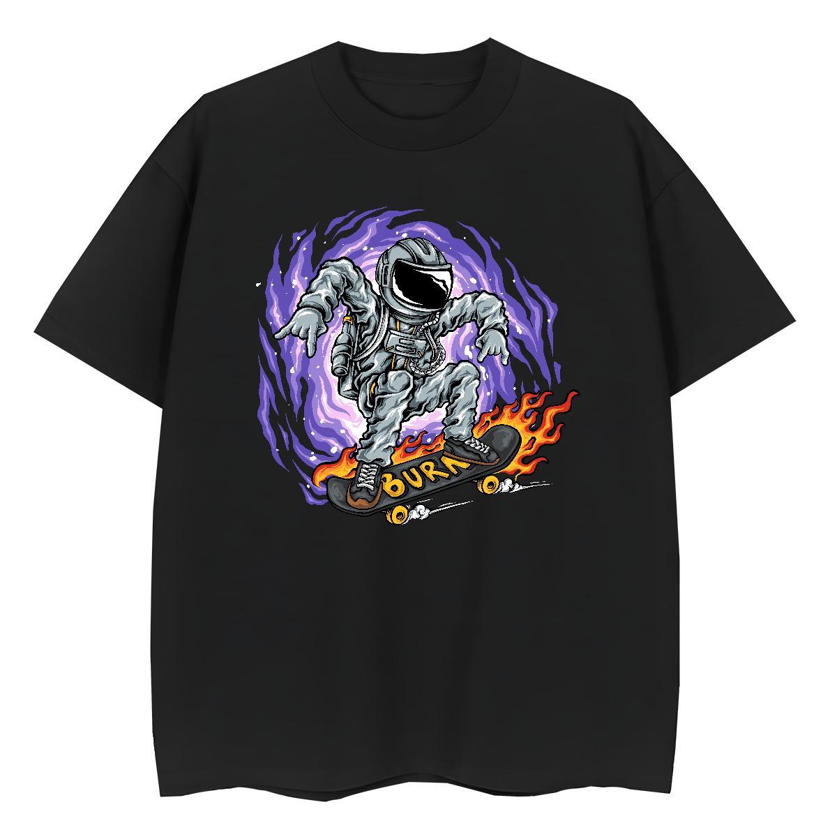 Popular Women Tees 230g 100% Cotton universe Daily Wear T Shirts Women Breathable Short Sleeve Black White Tops Tees