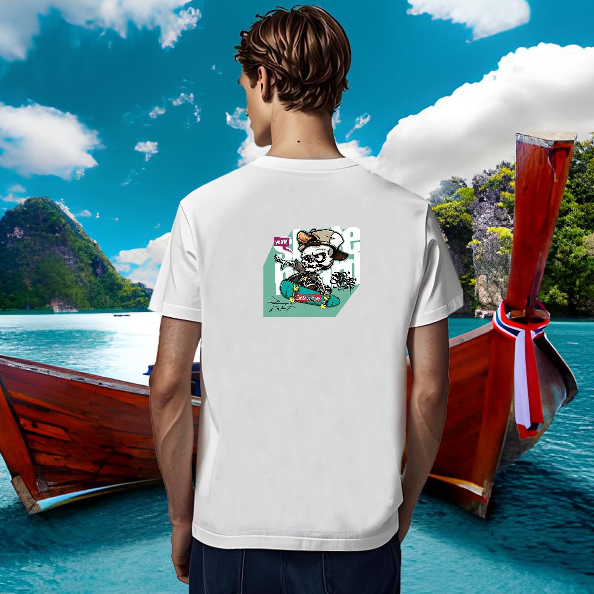 Cool Men T Shirts 230g Pure Cotton skull Street Wear Asian Size O-Neck Short Sleeve Couples T Shirts New Arrival Tees Shirts