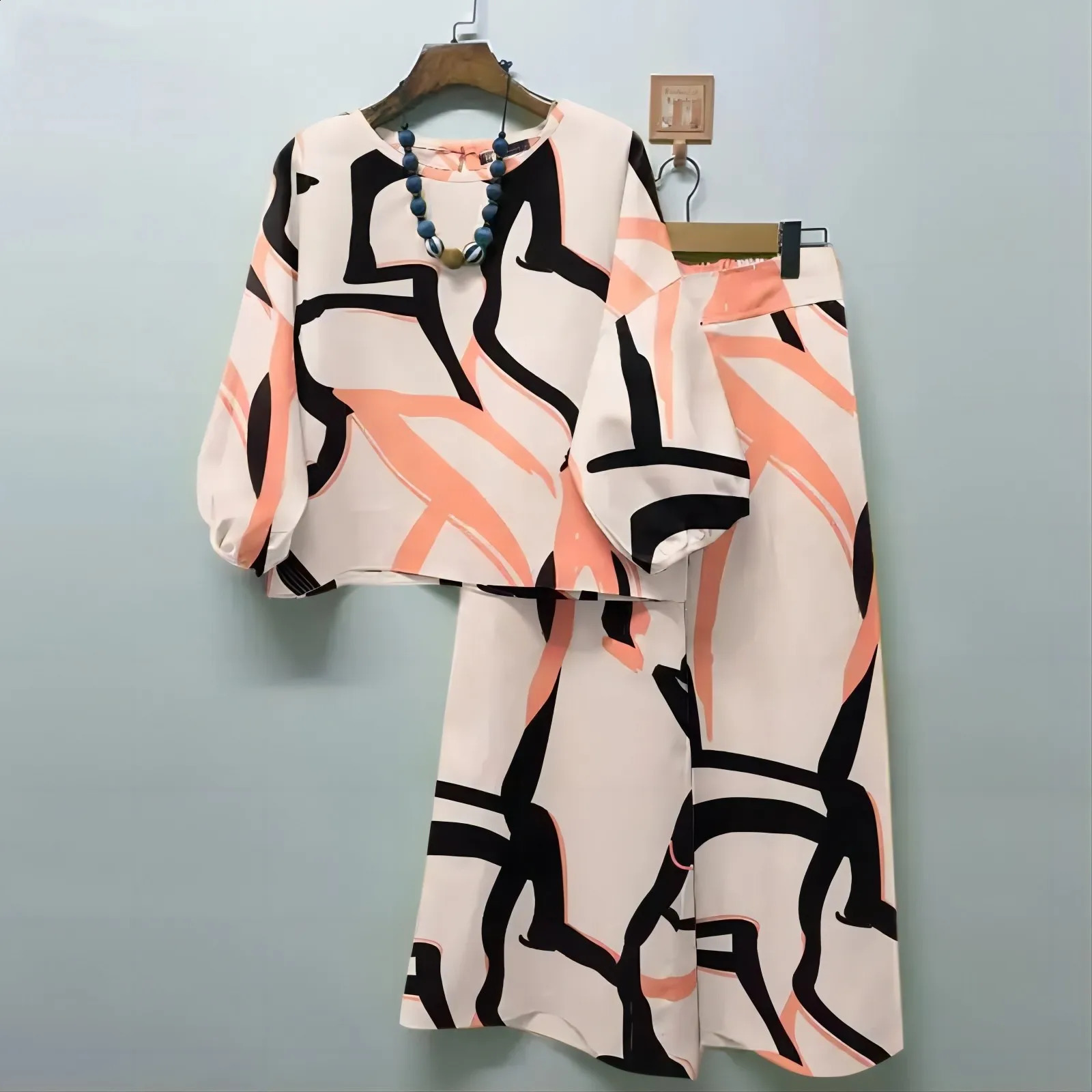Elegant womens shirt pants 2-piece fashionable 2024 womens pants set Conjuno De Dos Piezas De Moda Para Mujer 240823
