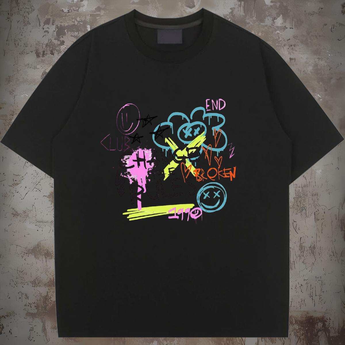 Loose Tshirt for Man Woman 230g Pure Cotton letter Street Casual T Shirts Women Short sleeve Soft Anime Oversized Polos
