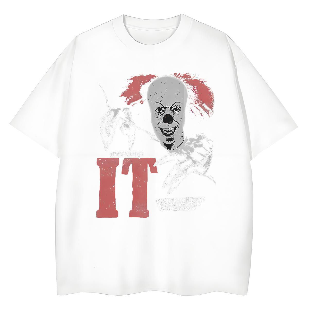Lady Women Tees 100% Cotton 230g scary Casual Daily Wear T-Shirts Crew Neck Anime Oversized Tees Shirts