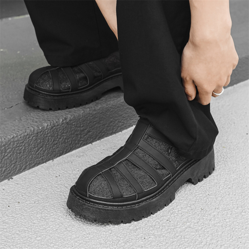 Ddmysports New Black Casual Leather Shoes Big Head Niche Low Top Thick Sole Height Increasing Men S Z OUTDOOR