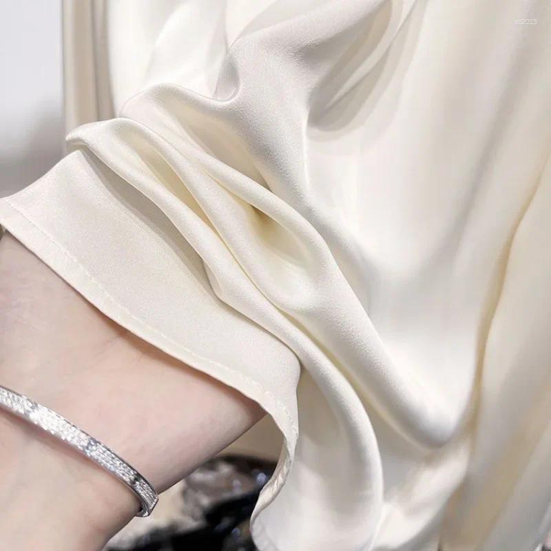 Women's Blouses Solid Women Baggy Office Lady Temper Elegant Designer Minimalist French Cozy Gentle Chemise Design Stand Collar Clothes