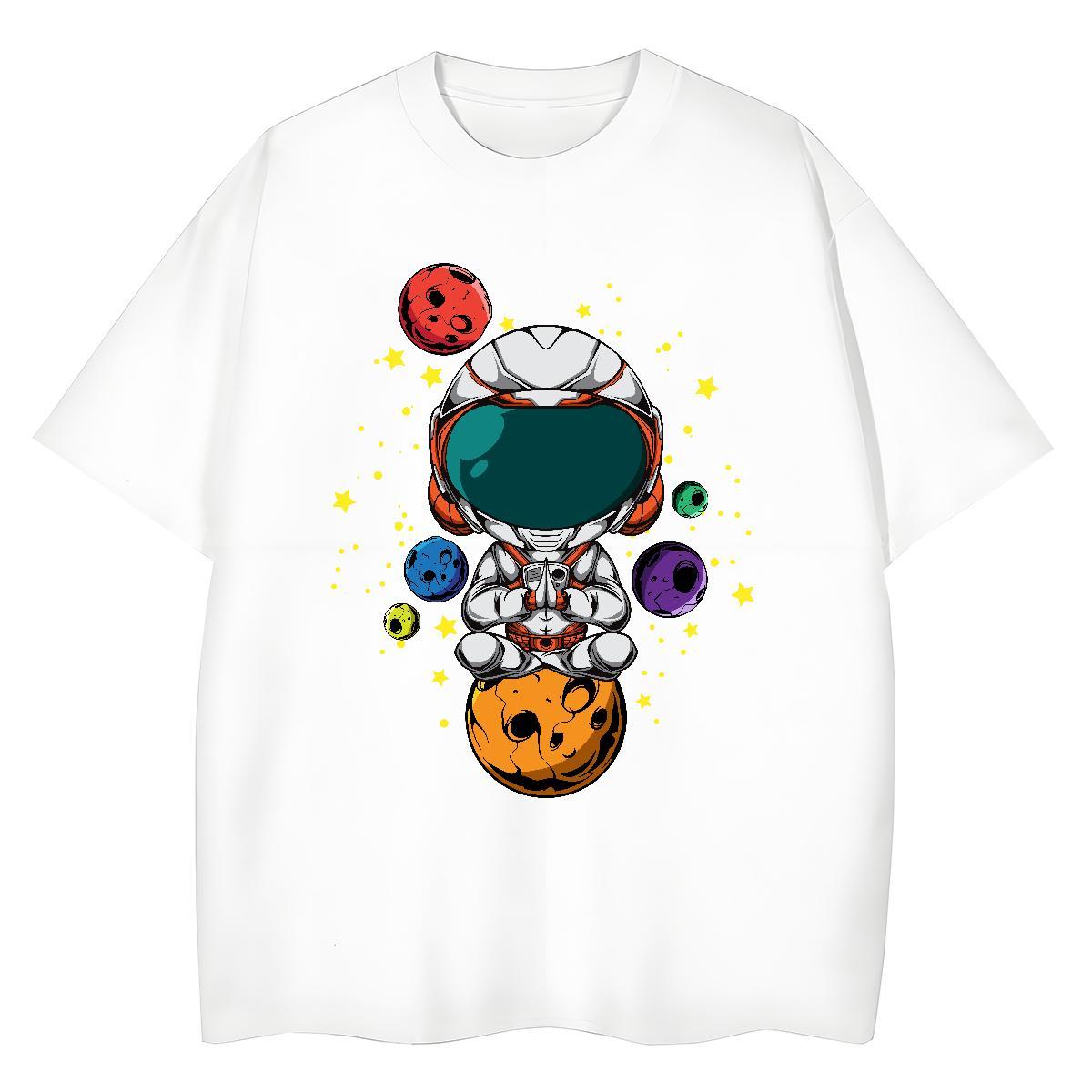 Wholesale Women Tshirts 230g 100% Cotton universe Spring Summer T shirt Short Sleeve O-Neck DIY Anime Tees Shirts