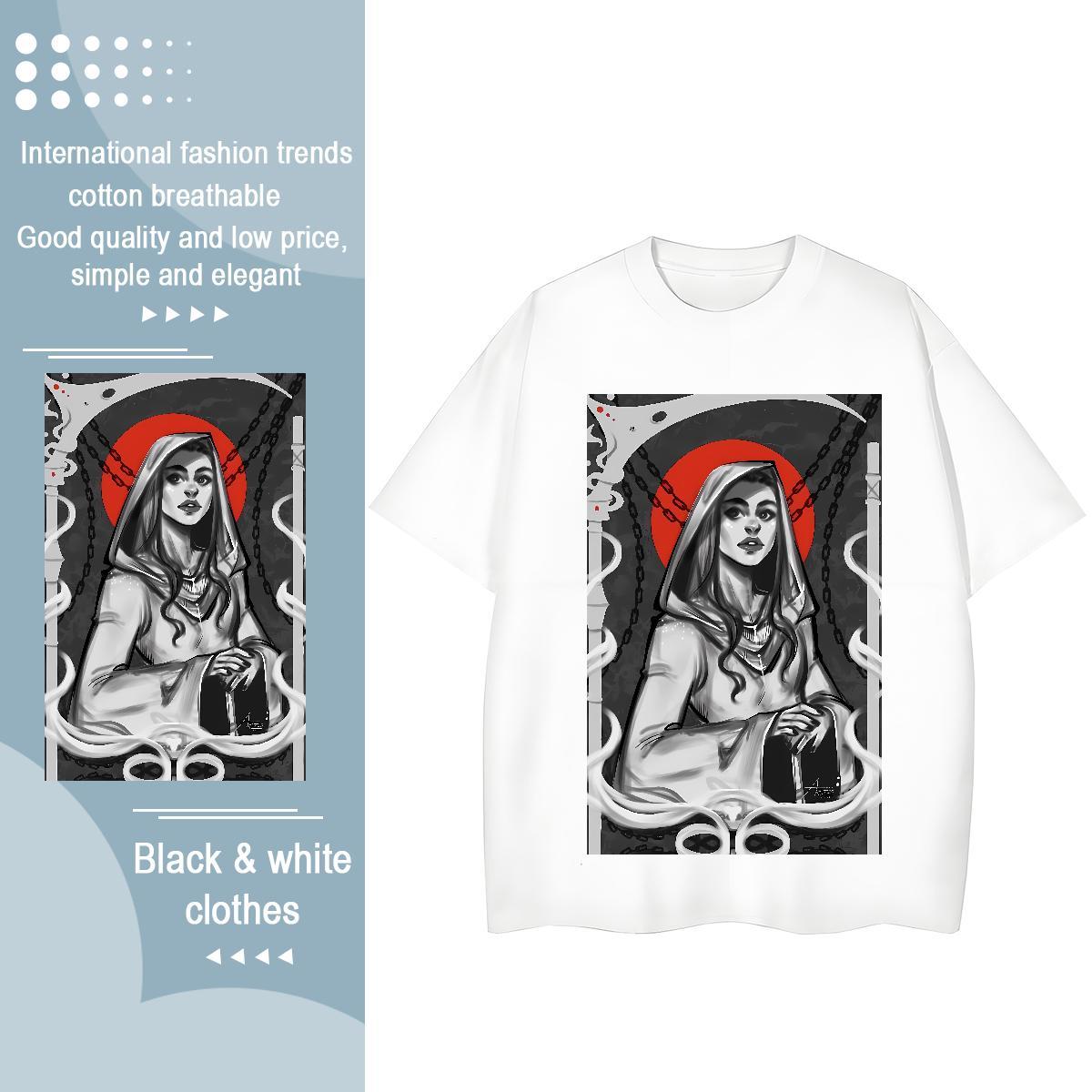 Designer Couples T Shirts 230g 100% Cotton nun Daily Outfit T-Shirts for Women Crew Neck DIY Anime Printed Polos