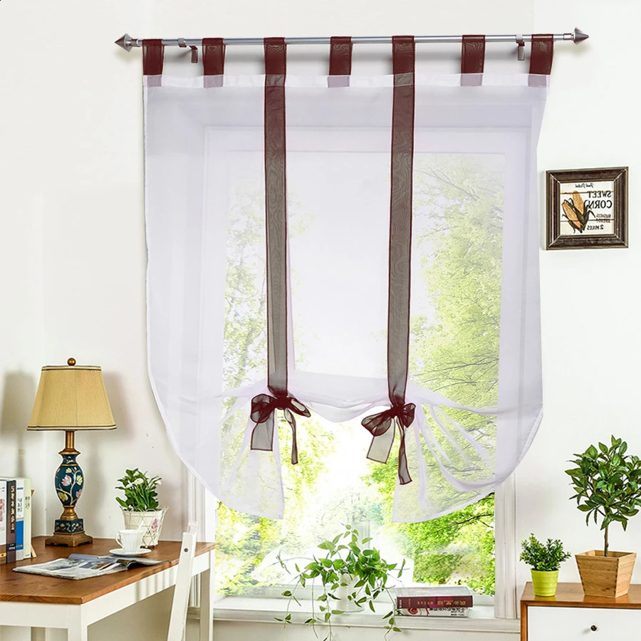Tulle Curtains European Kitchen Curtains Home Wave Blinds Stitching Colors Living Room Balcony Tieblinds Curtain 1pc 240823