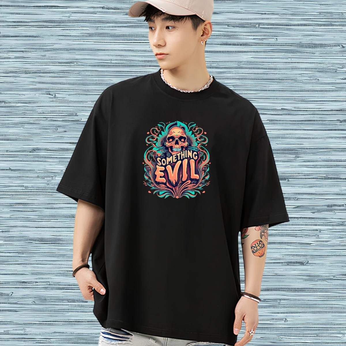 Unisex T-Shirts for Men 230g Pure Cotton skull Street wear Hip Hop Customized Crew Neck Breathable Tshirts Designer Fashion Clothings