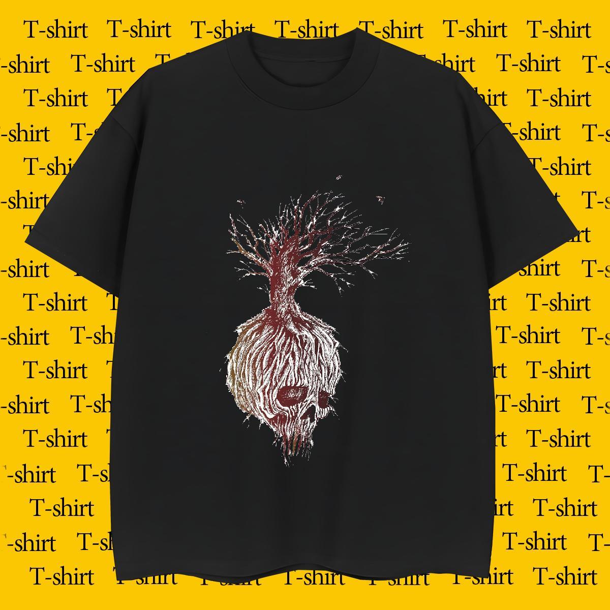 Loose Men T Shirts 230g Cotton skull Casual Daily Wear Custom Cartoon Breathable Crew Neck Men Clothes T-Shirt Fashion New Top Tees