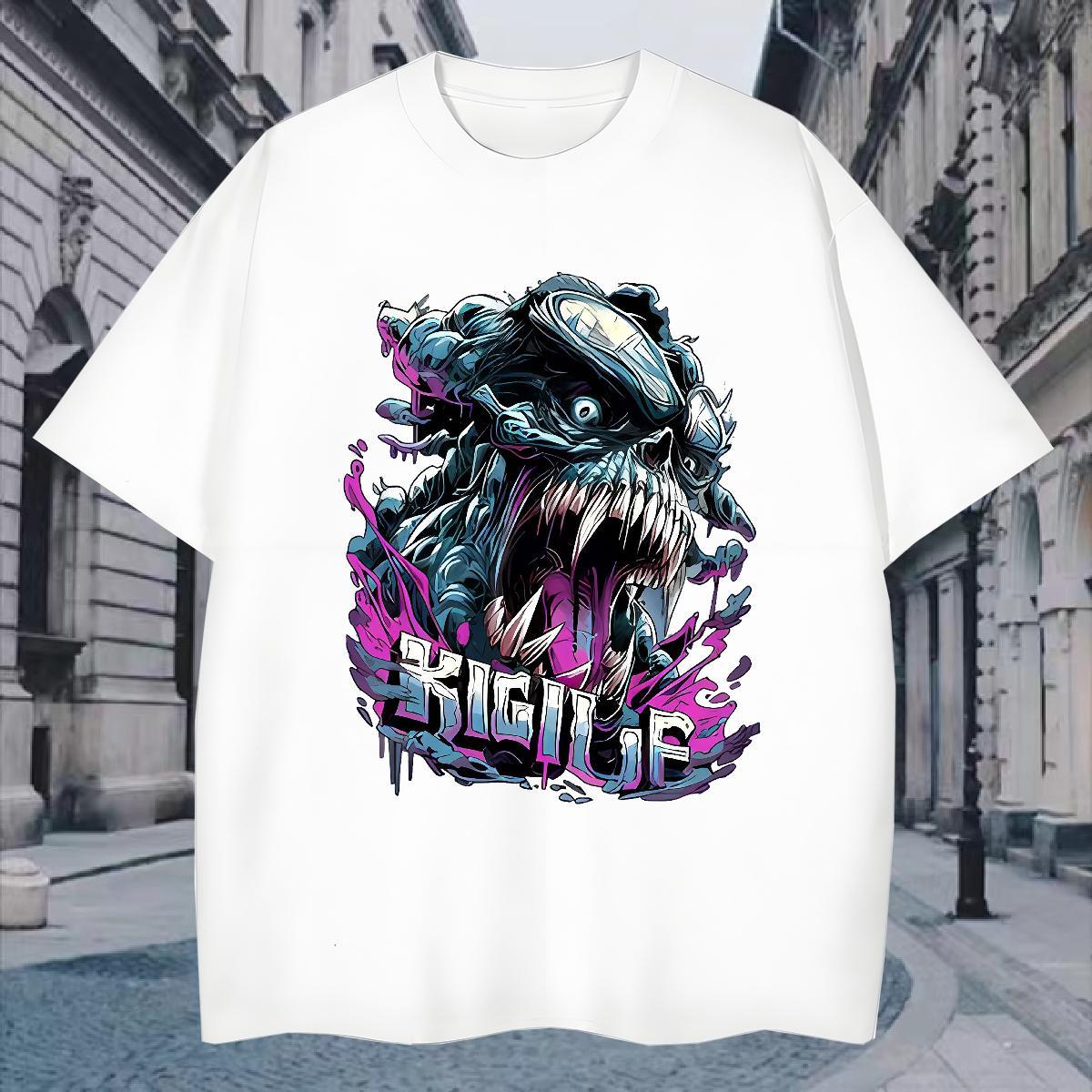 Popular T Shirts Men 230g Cotton skull Summer Casual Custom Anime Breathable Soft Tshirts Factory Direct Wear