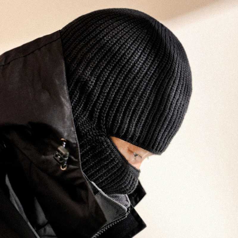Winter Knitted Balaclava Beanie Hat Mens 2-in-1 Full Face Mask Ski Hat Tactical Riding Ear Mask Helmet W240822