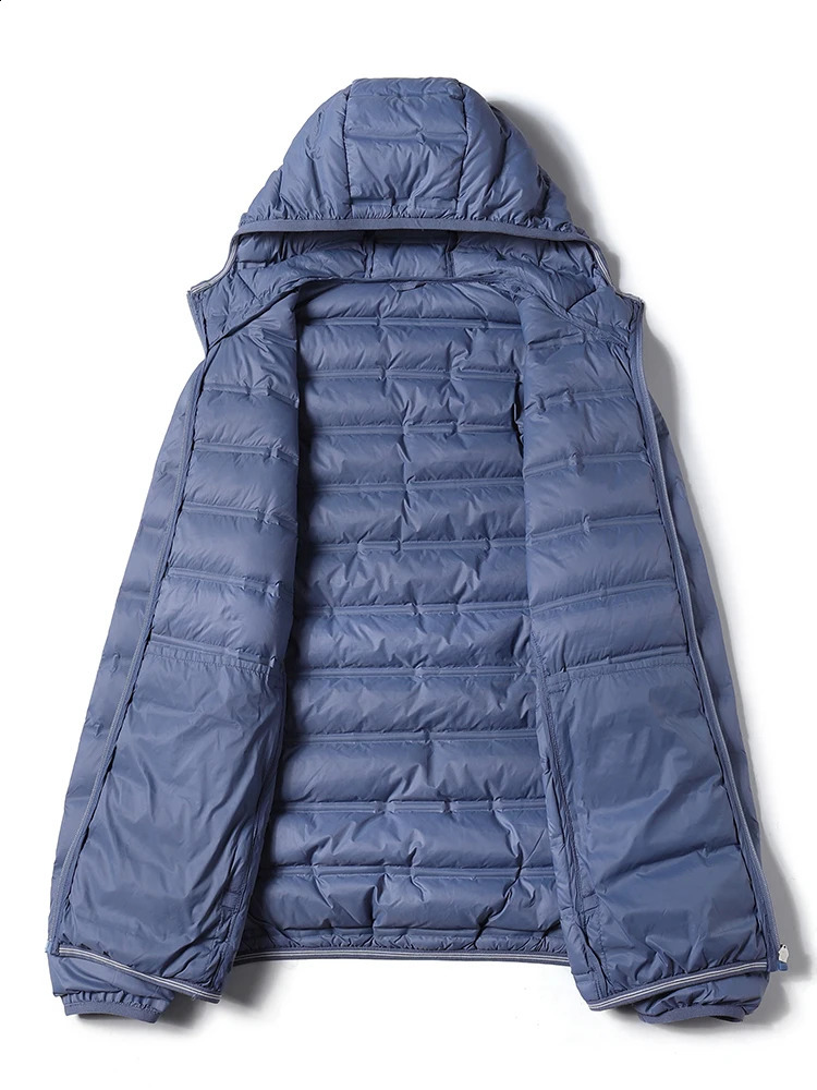 Large size winter hoodie ultra light down jacket mens windproof 90% white duck padded warm 6XL 7XL 8XL 240822